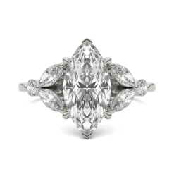 Lab Created Moissanite Marquise-Shaped Engagement Ring In 14K White Gold