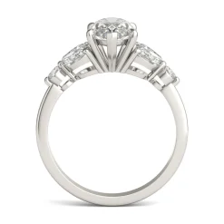 Lab Created Moissanite Marquise-Shaped Engagement Ring In 14K White Gold