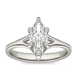 Lab Created Moissanite Marquise-Shaped Solitaire Engagement Ring In 14K White Gold