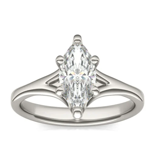 Lab Created Moissanite Marquise-Shaped Solitaire Engagement Ring In 14K White Gold