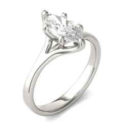 Lab Created Moissanite Marquise-Shaped Solitaire Engagement Ring In 14K White Gold