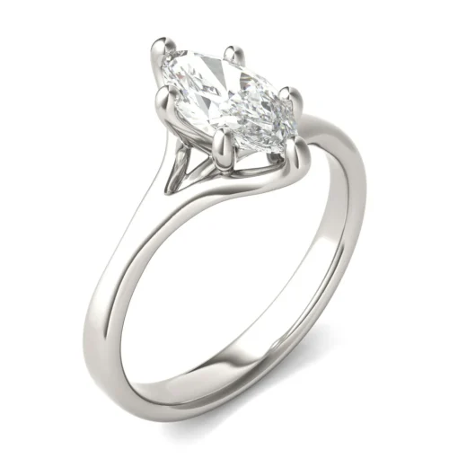 Lab Created Moissanite Marquise-Shaped Solitaire Engagement Ring In 14K White Gold