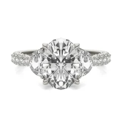 Lab Created Moissanite Oval-Shaped Engagement Ring In 14K White Gold