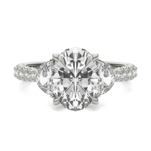 Lab Created Moissanite Oval-Shaped Engagement Ring In 14K White Gold