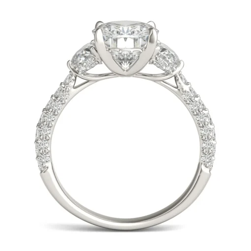 Lab Created Moissanite Oval-Shaped Engagement Ring In 14K White Gold