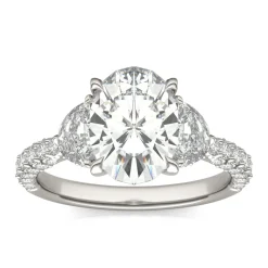 Lab Created Moissanite Oval-Shaped Engagement Ring In 14K White Gold