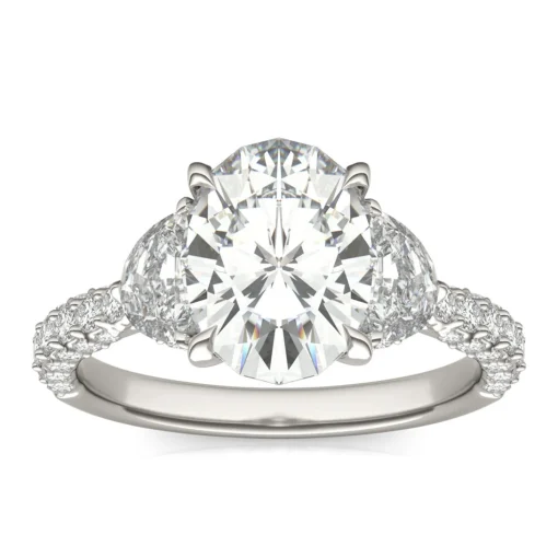 Lab Created Moissanite Oval-Shaped Engagement Ring In 14K White Gold
