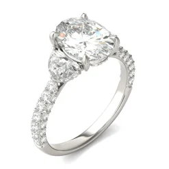 Lab Created Moissanite Oval-Shaped Engagement Ring In 14K White Gold