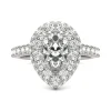 Lab Created Moissanite Pear-Shaped Halo Ring In 14K White And Rose Gold