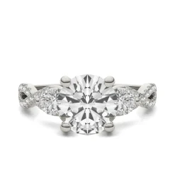 Lab Created Moissanite Twist-Shank Multi-Stone Engagement Ring In 14K White Gold