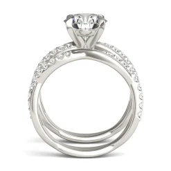 Lab Created Moissanite Twist Engagement Ring Set In 14K White Gold