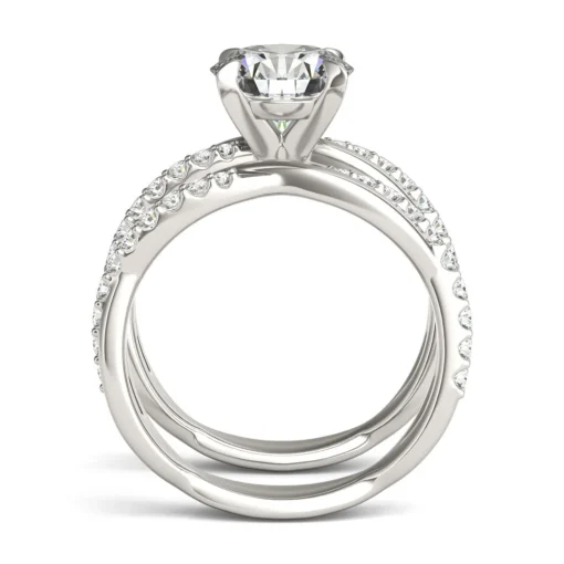 Lab Created Moissanite Twist Engagement Ring Set In 14K White Gold