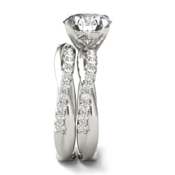 Lab Created Moissanite Twist Engagement Ring Set In 14K White Gold