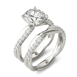 Lab Created Moissanite Twist Engagement Ring Set In 14K White Gold