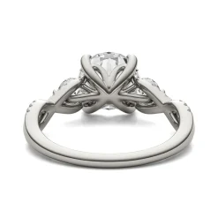 Lab Created Moissanite Twist-Shank Multi-Stone Engagement Ring In 14K White Gold