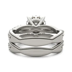 Lab Created Moissanite Twist Engagement Ring Set In 14K White Gold