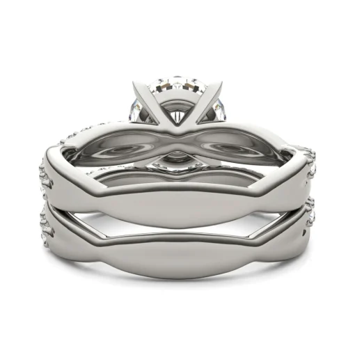 Lab Created Moissanite Twist Engagement Ring Set In 14K White Gold
