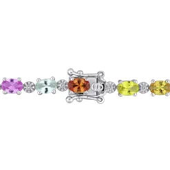 Lab Created Multi-Color Sapphire Tennis Necklace In Sterling Silver
