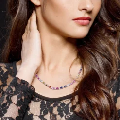 Lab Created Multi-Color Sapphire Tennis Necklace In Sterling Silver