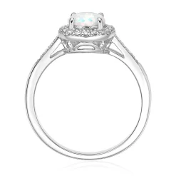 Lab Created Opal & 1/8 Ct. Tw. Diamond Ring In Sterling Silver