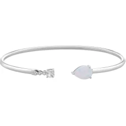 Lab Created Opal & White Sapphire Bracelet In Sterling Silver