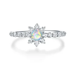 Lab Created Opal & White Sapphire Stack Ring In Sterling Silver