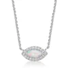 Lab Created Opal & White Sapphire Necklace In Sterling Silver