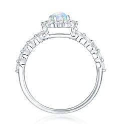 Lab Created Opal & White Sapphire Stack Ring In Sterling Silver
