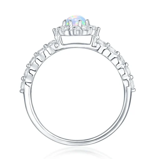 Lab Created Opal & White Sapphire Stack Ring In Sterling Silver