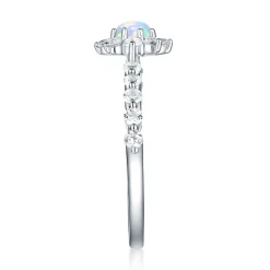 Lab Created Opal & White Sapphire Stack Ring In Sterling Silver