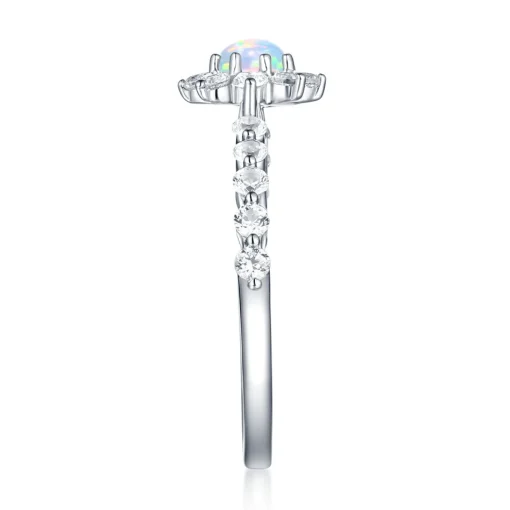 Lab Created Opal & White Sapphire Stack Ring In Sterling Silver