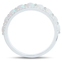 Lab Created Opal And Lab Created White Sapphire Stack Ring In Sterling Silver