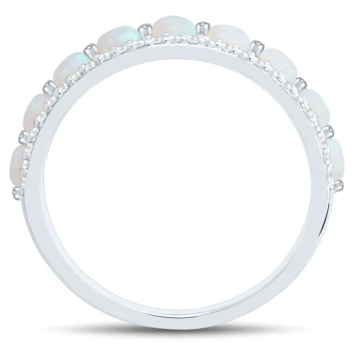 Lab Created Opal And Lab Created White Sapphire Stack Ring In Sterling Silver