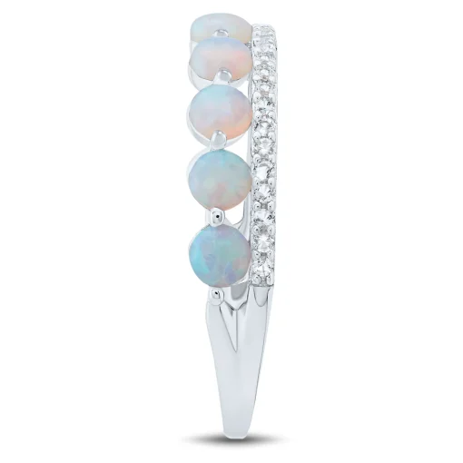 Lab Created Opal And Lab Created White Sapphire Stack Ring In Sterling Silver