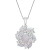 Lab Created Opal Pendant With Double Halo In Sterling Silver