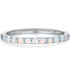 Lab Created Opal Stack Ring In Sterling Silver