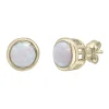 Lab Created Opal Stud Earrings With Round Shape In 10K Yellow Gold