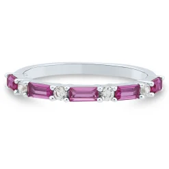 Lab Created Pink Sapphire Stack Band In Sterling Silver