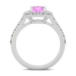 Lab Created Pink Sapphire & Moissanite Halo Ring In 14K White Gold (1 1/10 Ct. Tw.)
