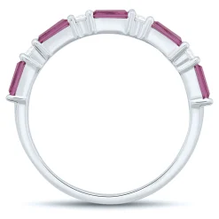 Lab Created Pink Sapphire Stack Band In Sterling Silver