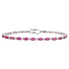 Lab Created Ruby & Diamond Bracelet In Sterling Silver