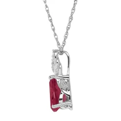 Lab Created Ruby & Diamond Pendant In Sterling Silver