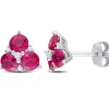 Lab Created Ruby & Lab Created White Sapphire Earrings In Sterling Silver