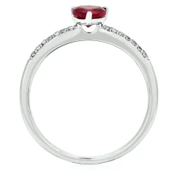 Lab Created Ruby & Lab Created White Sapphire Heart Stack Ring In Sterling Silver
