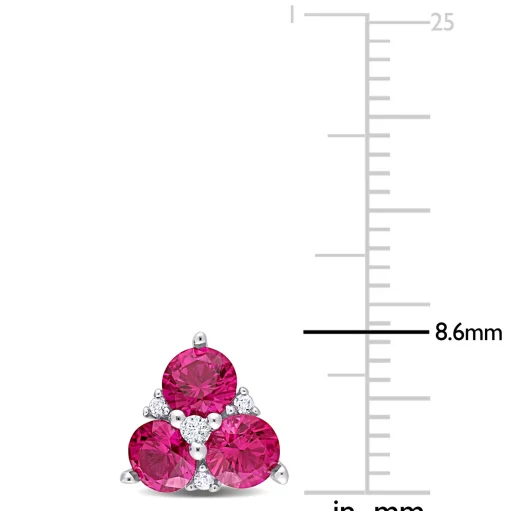 Lab Created Ruby & Lab Created White Sapphire Earrings In Sterling Silver