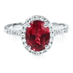 Lab Created Ruby & White Sapphire Ring In 10K White Gold