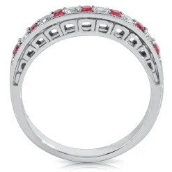 Lab Created Ruby & White Sapphire Stack Ring In Sterling Silver