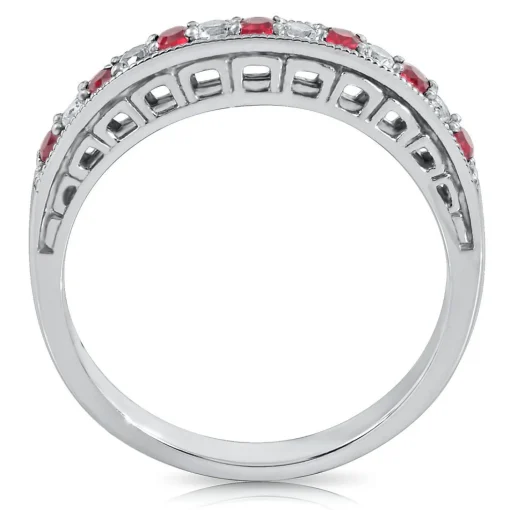 Lab Created Ruby & White Sapphire Stack Ring In Sterling Silver