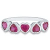 Lab Created Ruby Heart Stack Ring In Sterling Silver