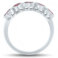 Lab Created Ruby Heart Stack Ring In Sterling Silver